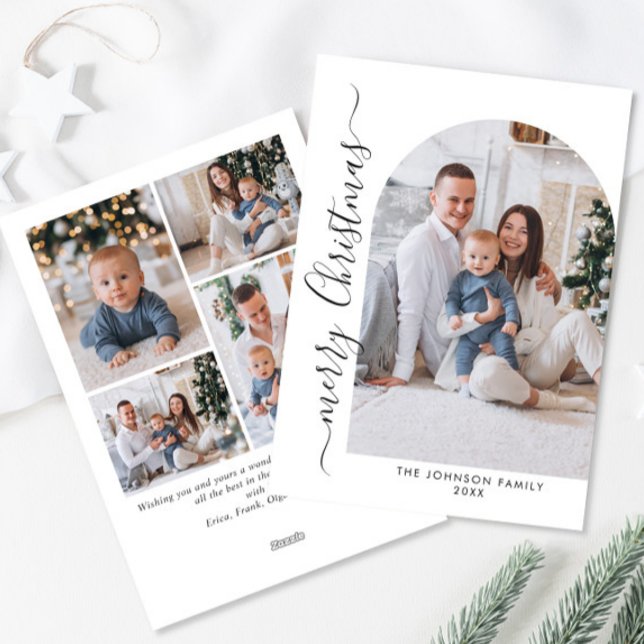Simply Elegant Stylish 5 PHOTO Christmas Greeting Holiday Card (Creator Uploaded)