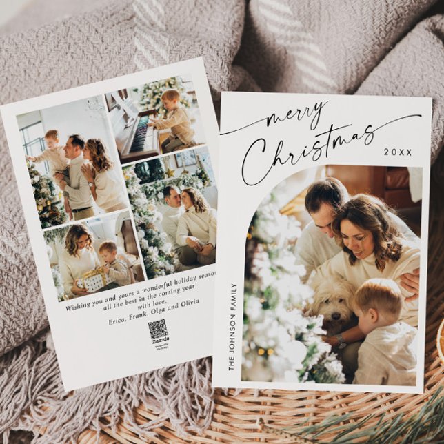 Simply Elegant Stylish 5 PHOTO Christmas Greeting Holiday Card (Creator Uploaded)