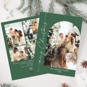 Simply Elegant Stylish 5 PHOTO Christmas Greeting Holiday Card