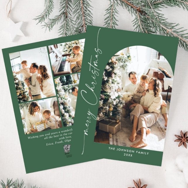 Simply Elegant Stylish 5 PHOTO Christmas Greeting Holiday Card (Creator Uploaded)