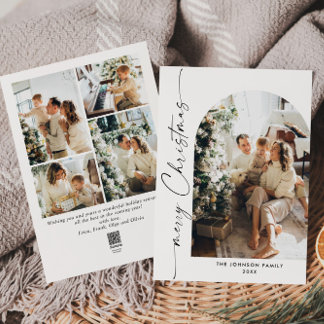 Simply Elegant Stylish 5 PHOTO Christmas Greeting Holiday Card