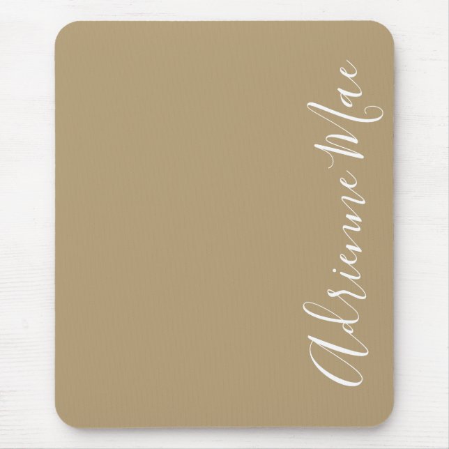 Simply Elegant Tan Personalised Mouse Pad (Front)