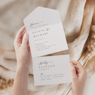 Simply Elegant Typography Modern Wedding All In One Invitation