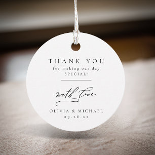 Simply Elegant Typography Modern Wedding Favour Tags