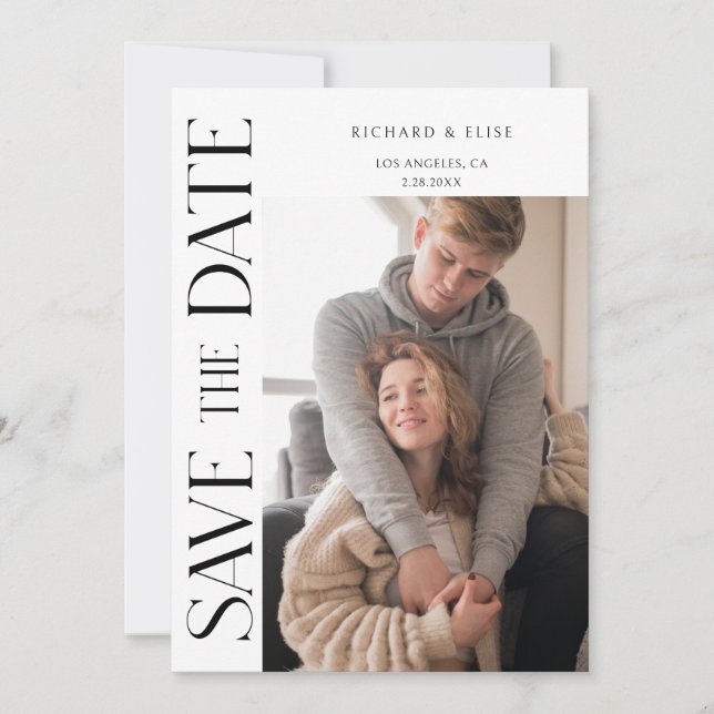 Simply Elegant Typography Photo Save the Date (Front)