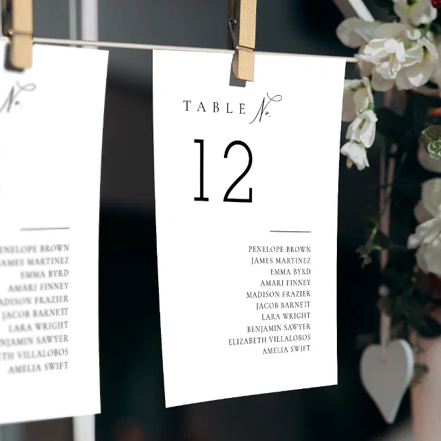 Simply Elegant Typography Table Seating Chart Invitation | Zazzle