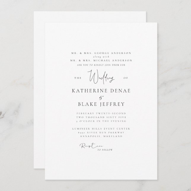 Simply Elegant Wedding Both Parents Invitation (Front/Back)