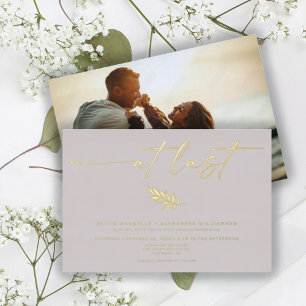 Simply Elegant Wedding Calligraphy Photo Foil Invi