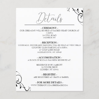 Simply Elegant Wedding Details Card