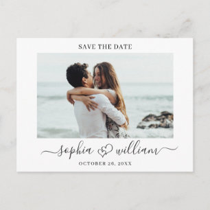 Simply Elegant Wedding Hearts Save the Date Photo Postcard