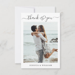 Simply Elegant Wedding Hearts Simple Photo Thank You Card