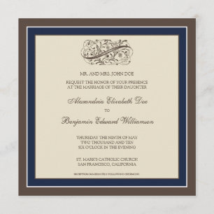 Simply Elegant Wedding Invitation (navy blue)