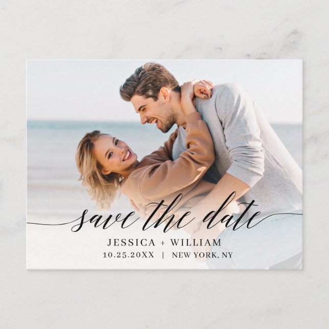 Simply Elegant Wedding Save the Date Photo Announcement Postcard (Front)