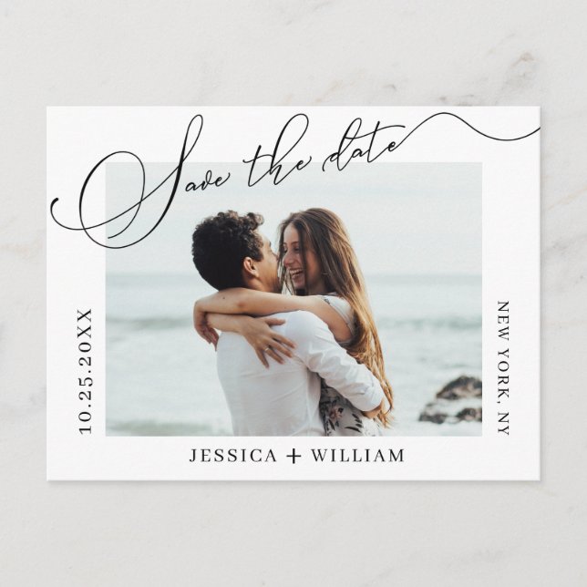 Simply Elegant Wedding Save the Date Photo Postcard (Front)