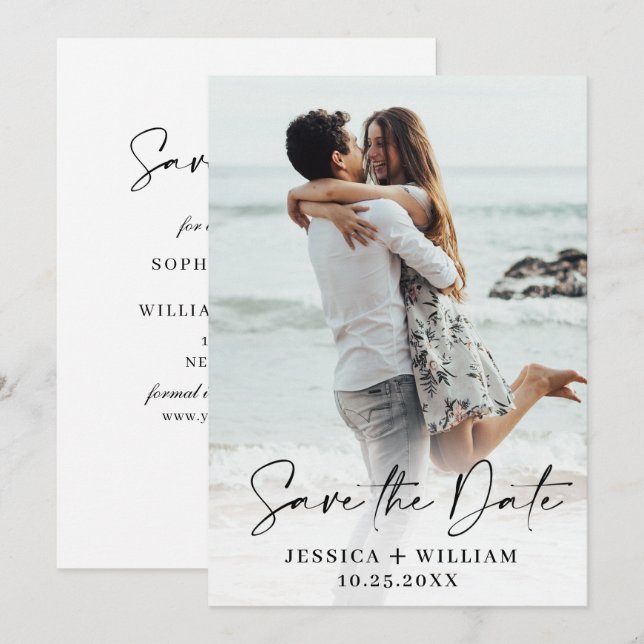 Simply Elegant Wedding Simple Save the Date Photo (Front/Back)