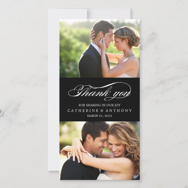 Simply Elegant Wedding Thank You - Black (Front)