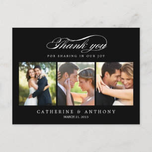 Simply Elegant Wedding Thank You Card - Black