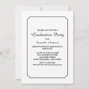 Simply Elegant White Graduation Party Invite