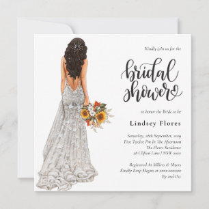 Simply Elegant White Wedding Gown Bridal Shower Invitation
