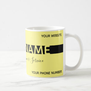 Simply elegant yellow black stripe business card coffee mug