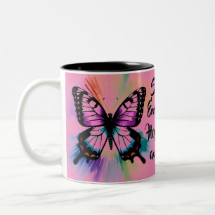 Simply Enspired Butterfly Hope Love and Joy Two-Tone Coffee Mug