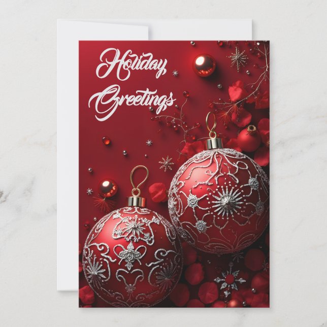 Simply Enspired Red Ornate Rhinestone Holiday Card (Front)