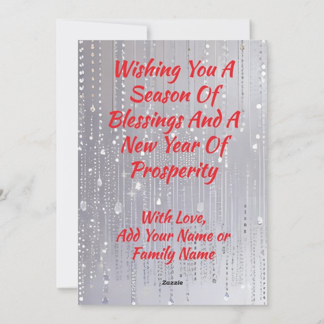 Simply Enspired Rhinestone Yellow Ornament Holiday Card (Back)