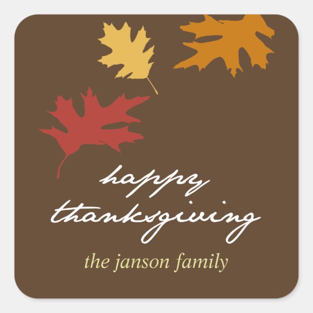 Simply fall leaves happy thanksgiving gift tag (Front)