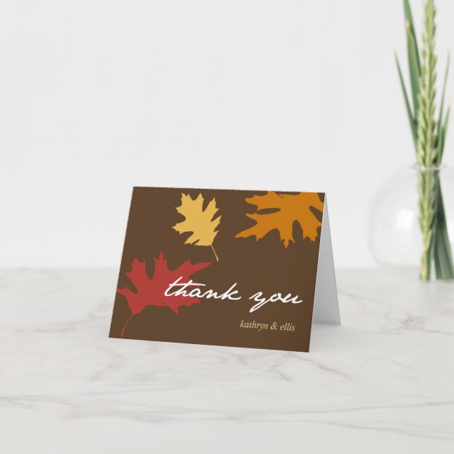 Simply fall leaves personalised thank you note card (Front)
