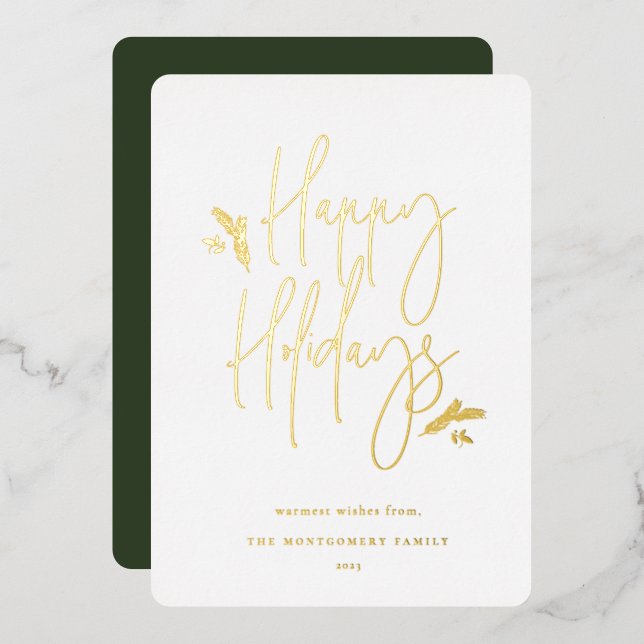 Simply Festive Script Foil Holiday Card (Front/Back)