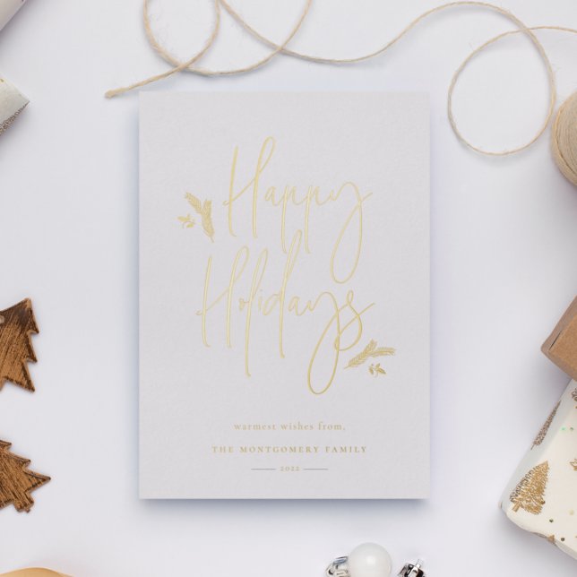 Simply Festive Script Foil Holiday Card (Creator Uploaded)