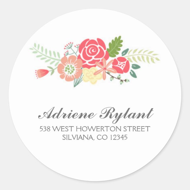 Simply Floral Circle Address Label (Front)