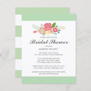 Simply Floral & Stripes Bridal Shower Invitation