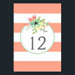Simply Floral & Stripes Table Number Table Cards<br><div class="desc">Simply Floral & Stripes Table Number Table Cards / Peach Mint</div>