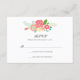 Simply Floral & Stripes Wedding RSVP / Mint