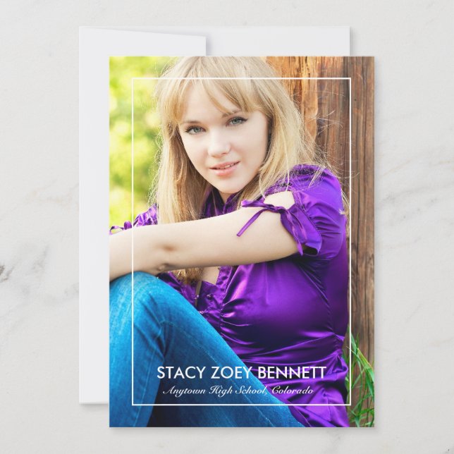 Simply Framed 1 Photo Graduation Announcement (Front)