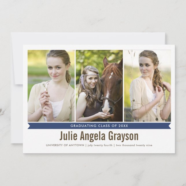 Simply Genius 4 Photo Graduation Announcement (Front)