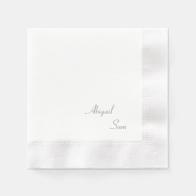 Simply Gold Text Elegant Wedding Coined Cocktail Napkin (Front)