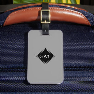 Simply Grey Monogram Custom Luggage Tag
