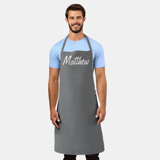 Simply Grey   -personalised Apron (Worn)