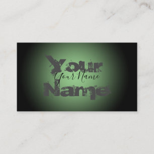 Simply grunge green and black vanished letters business card