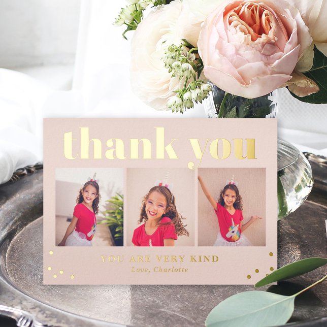 Simply Happy Flat FOIL Grad Thank You Card (Creator Uploaded)