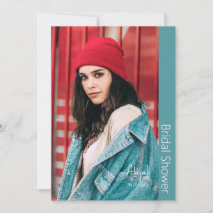 Simply Her Bride Photo Turquoise Bridal Shower Invitation