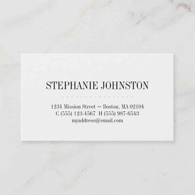 Simply high fashion teal stripe personal calling business card (Front)