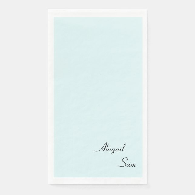 Simply Icy Blue Custom Wedding Guest Napkin (Front)