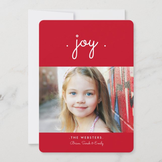 Simply Joy Holiday Photo Card | Red (Front)