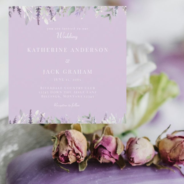 Simply Lavender Foliage Wedding Square Invitation (Creator Uploaded)