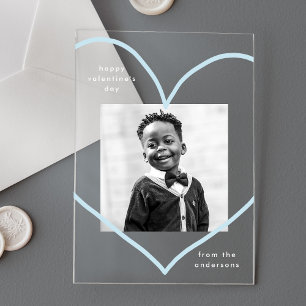 Simply Love Blue Heart Photo Valentine's Day Acrylic Invitations
