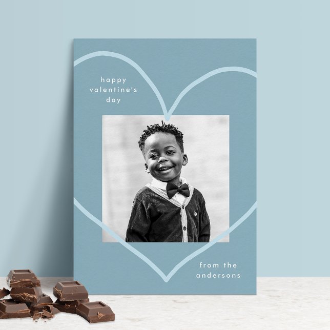 Simply Love Blue Heart Photo Valentine's Day Holiday Card (Creator Uploaded)