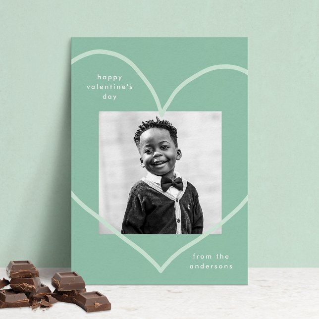 Simply Love Mint Green Heart Photo Valentine's Day Holiday Card (Creator Uploaded)